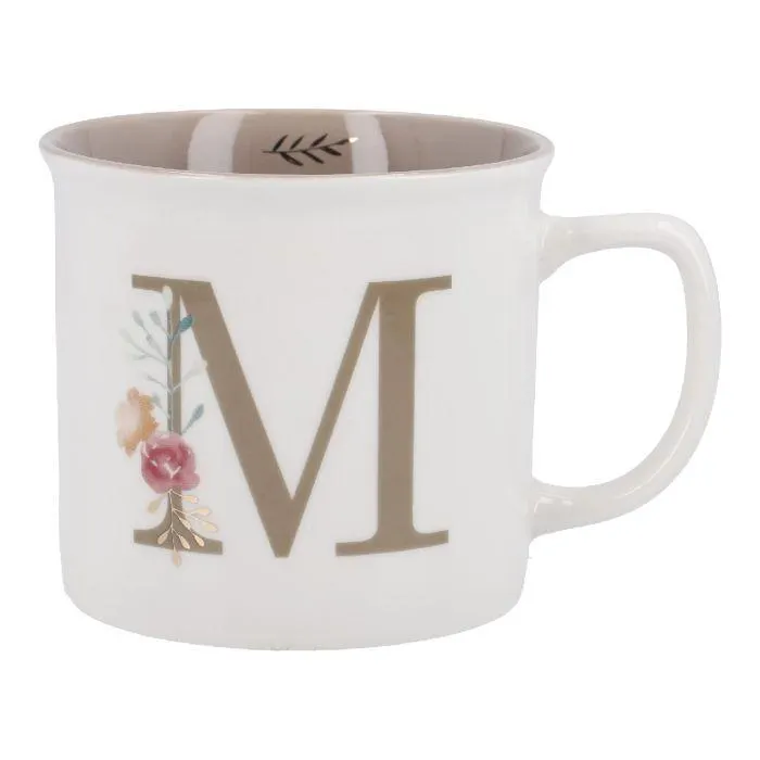 Becher Buchstabe/Blumen, M, 390 ml