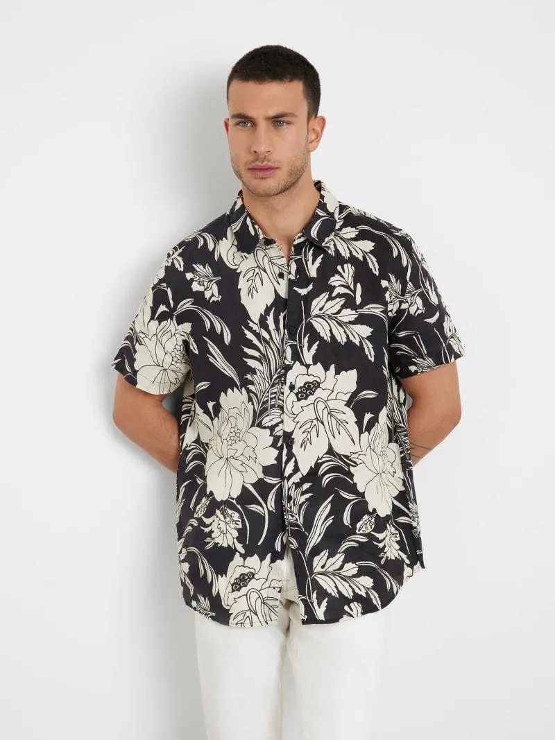 Leinenhemd mit blumenprint