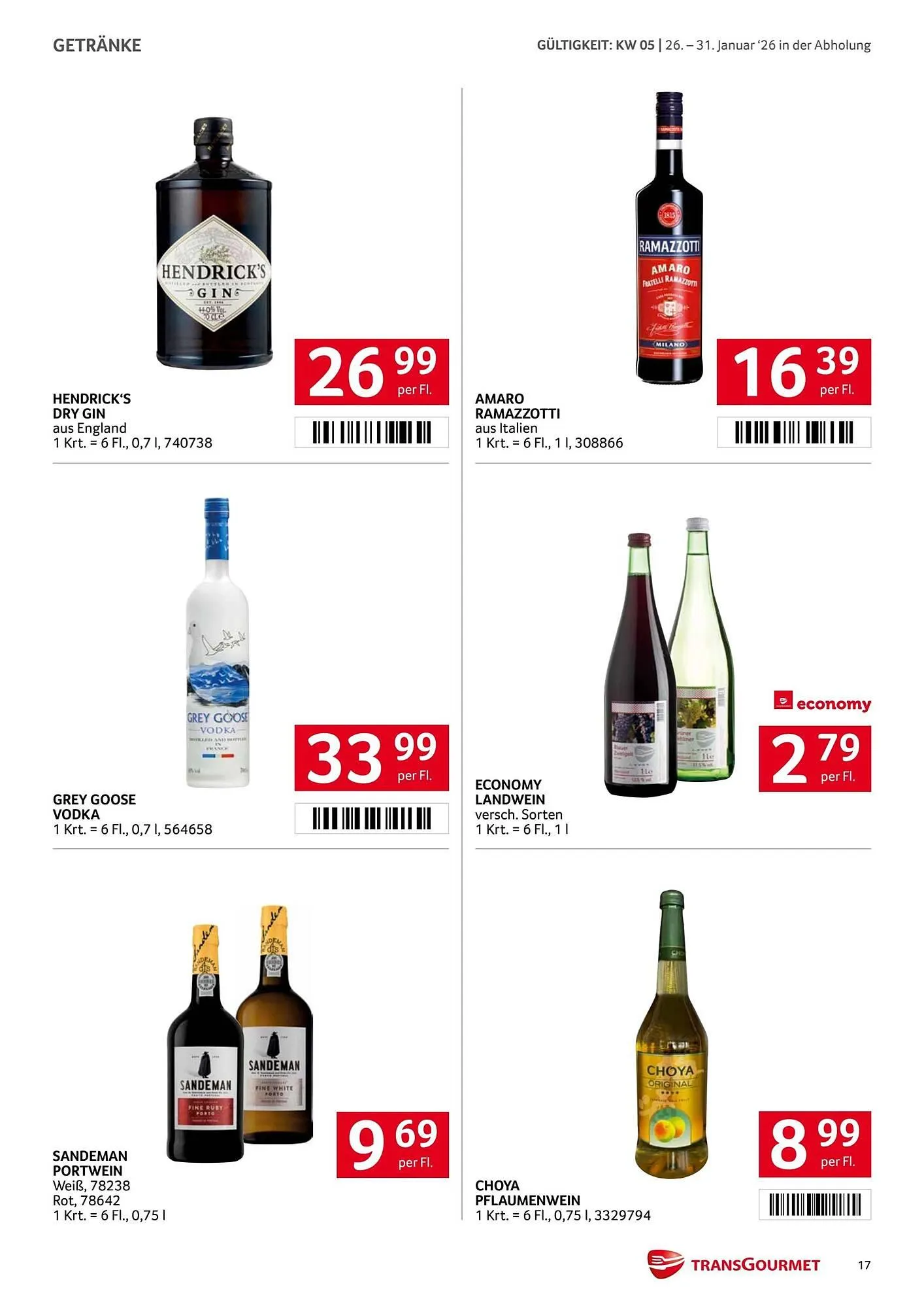 Transgourmet Flugblatt von 26. Jänner bis 31. Jänner 2026 - Flugblätt seite  17