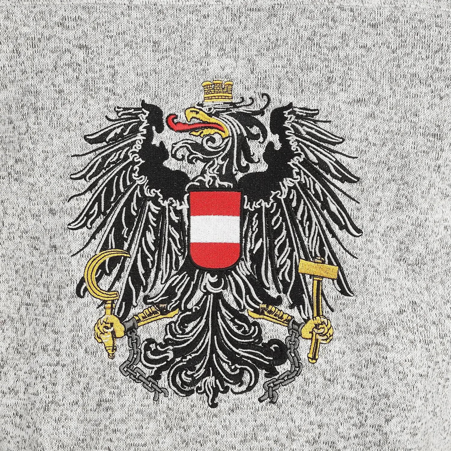 Herren Strickfleece Jacke “Österreich”, Hellgrau