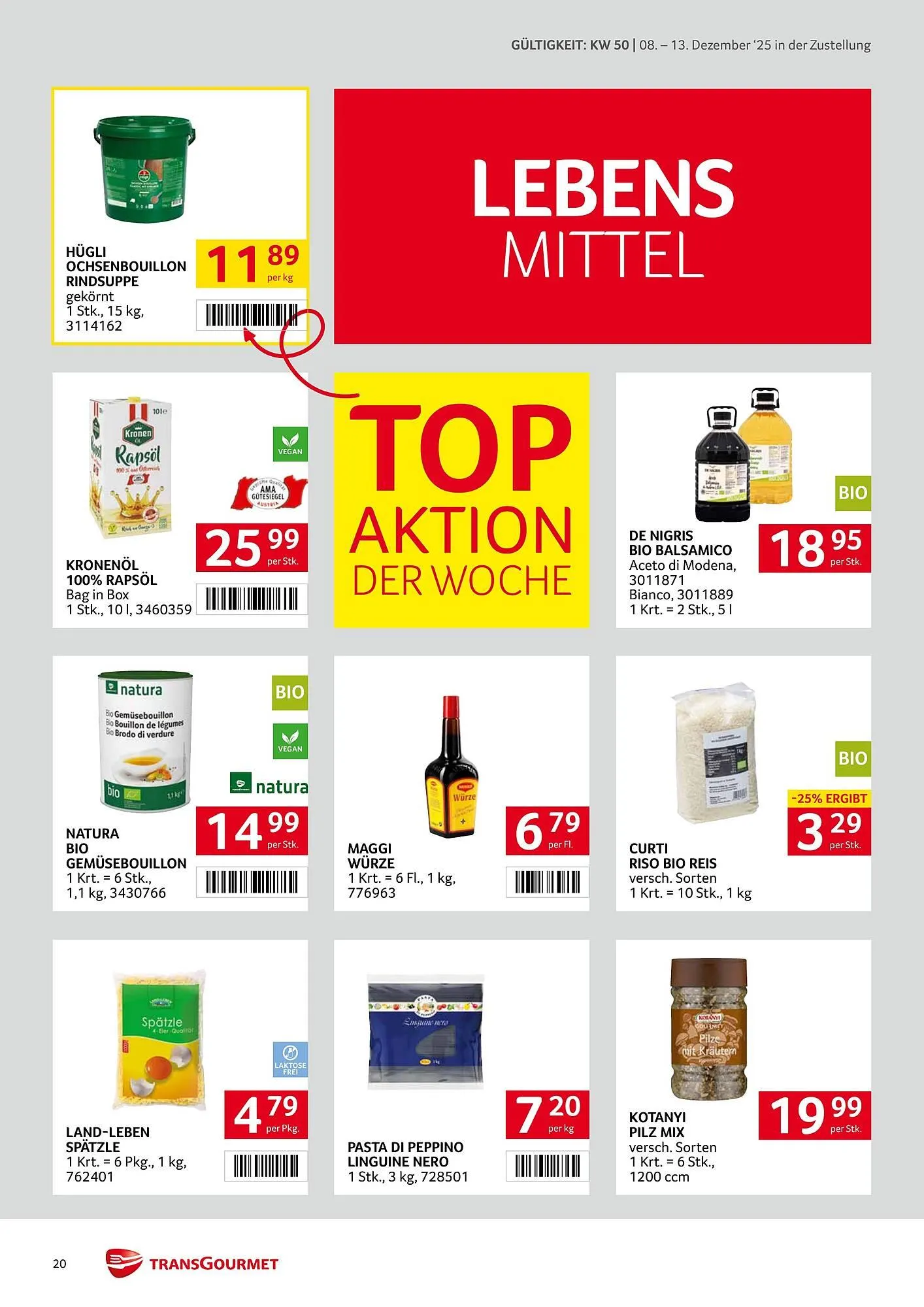 Transgourmet Flugblatt von 8. Dezember bis 13. Dezember 2025 - Flugblätt seite  20