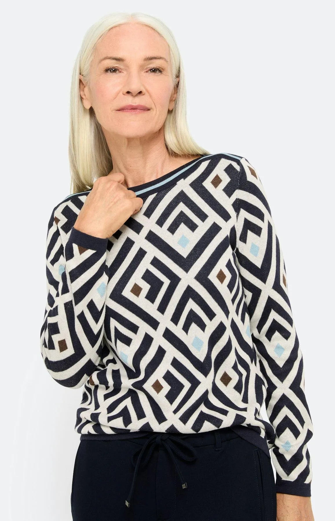 Pullover mit Jacquardmuster, marine