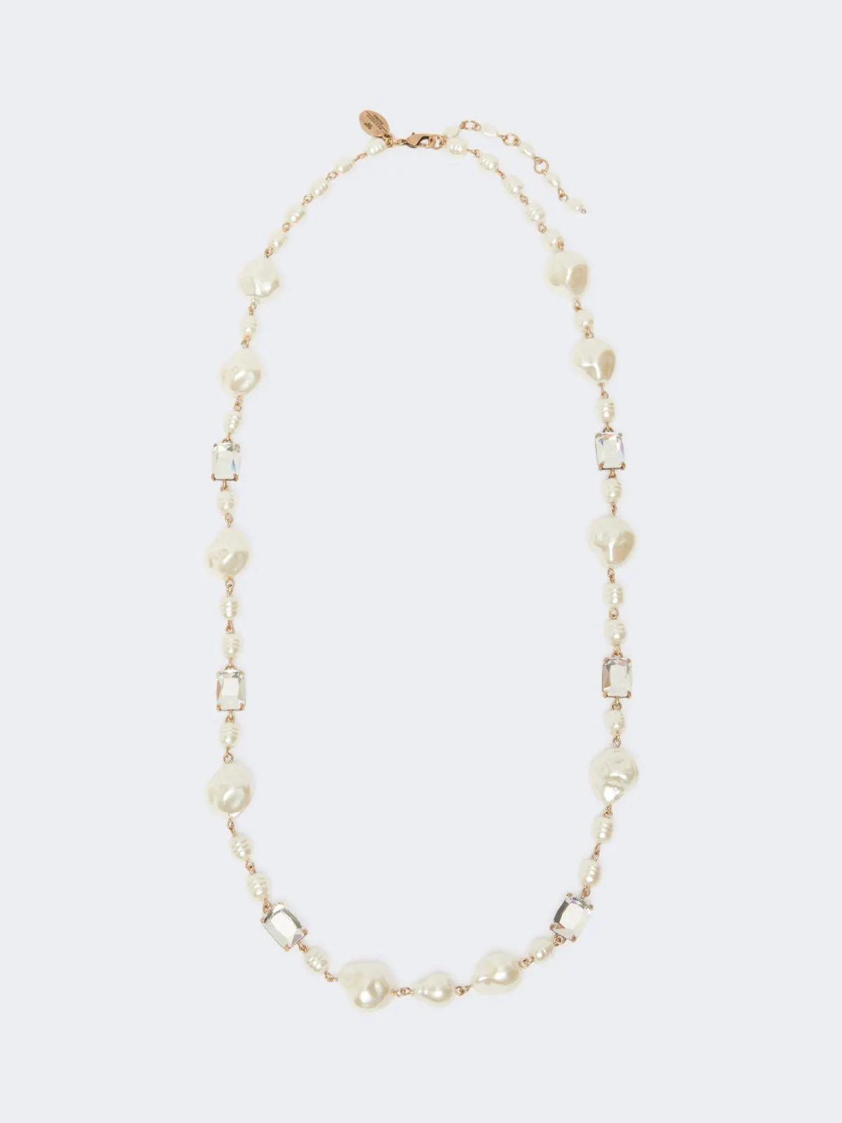 Halskette mit Glasperlen - Creme