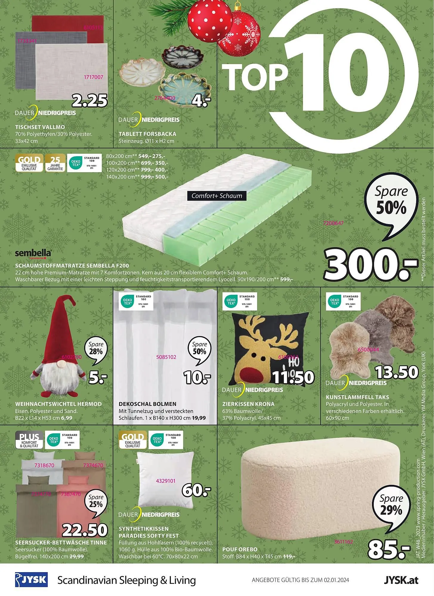 JYSK Flugblatt von 29. November bis 2. Jänner 2024 - Flugblätt seite 24