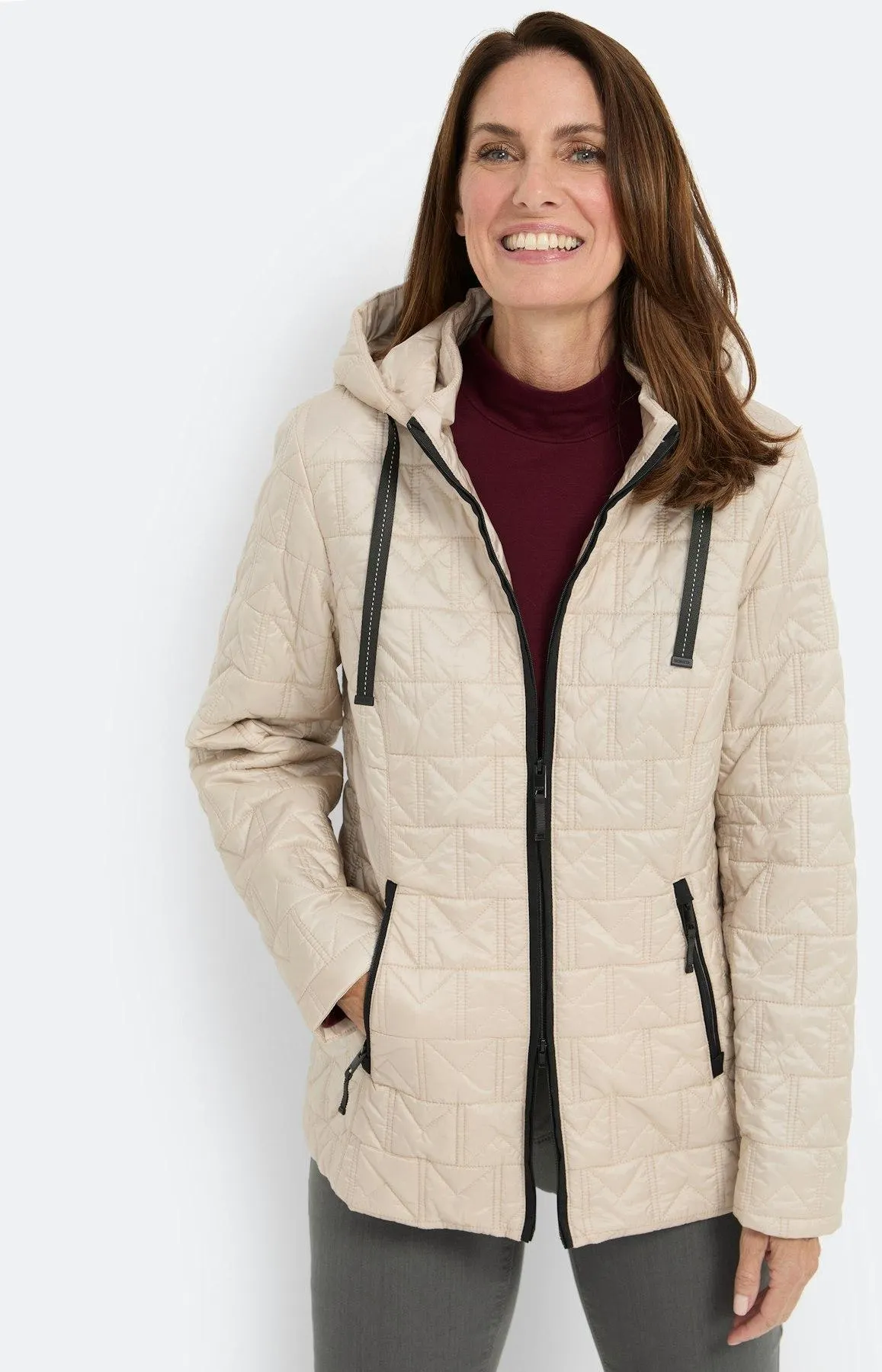 Jacke mit Ziersteppung, beige