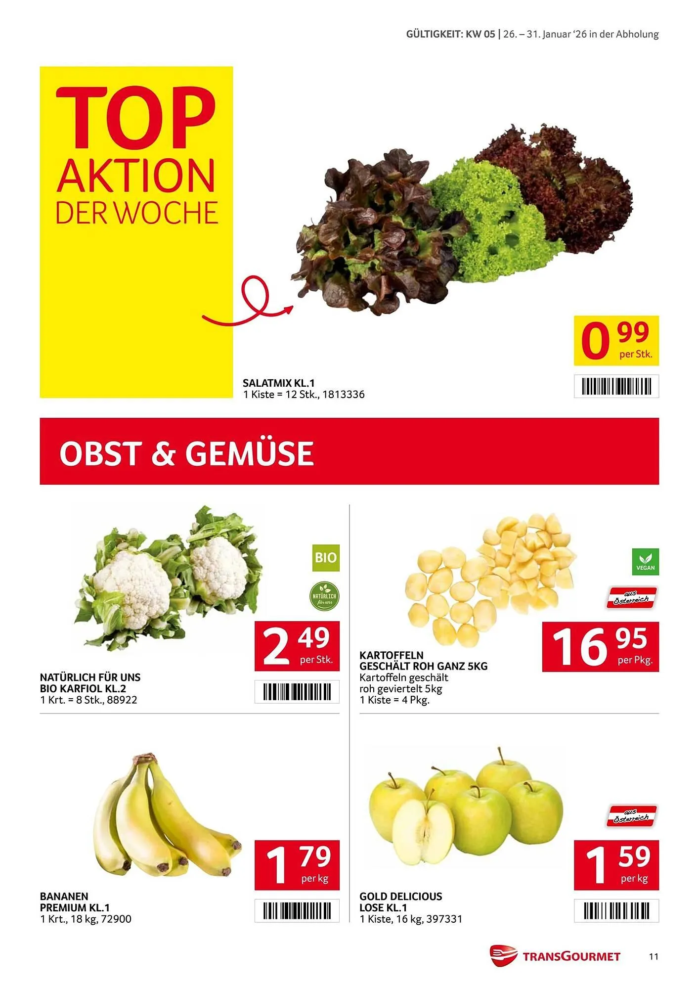Transgourmet Flugblatt von 26. Jänner bis 31. Jänner 2026 - Flugblätt seite  11