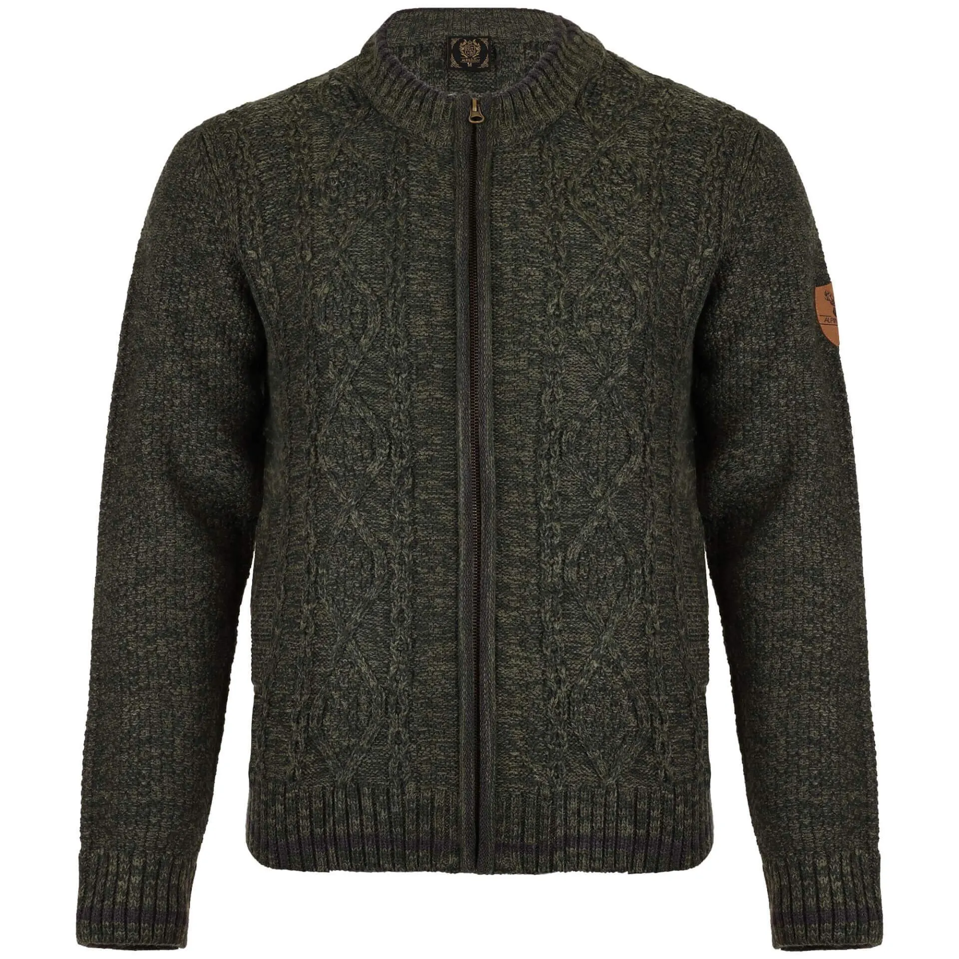 Herren Trachten Strickjacke "Anton", mit Reißverschluss, Grün