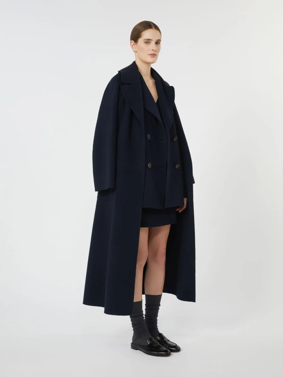 Doppelreihiger Caban aus Wolle - Nachtblau