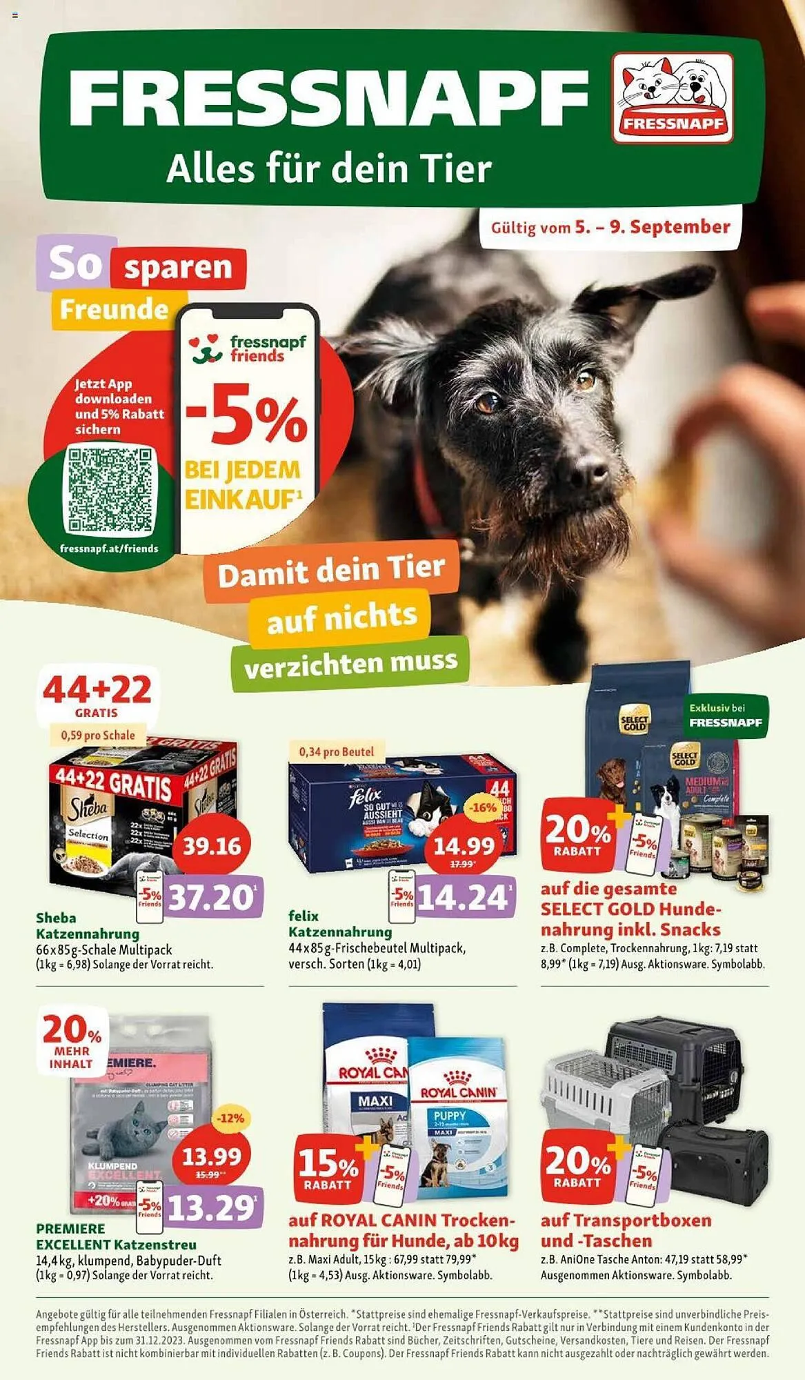 Fressnapf Flugblatt von 5. September bis 9. September 2023 - Flugblätt seite 1