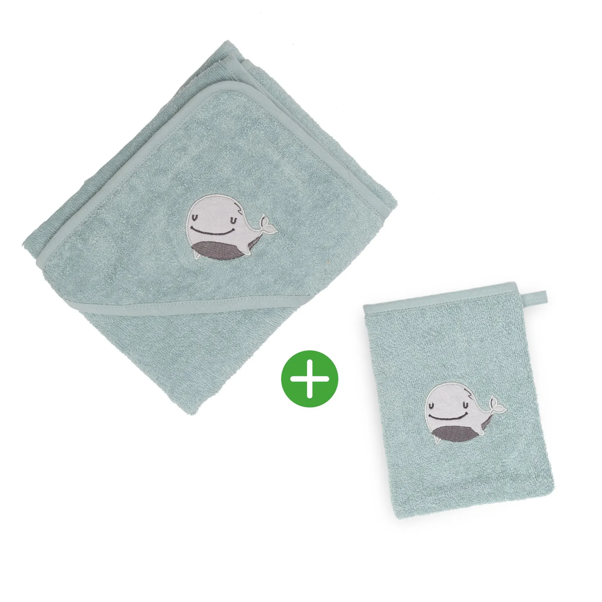 Set Waschhandschuhe mit Badetuch Wal