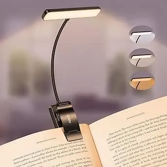Gritin Leselampe Buch Klemme, USB Wiederaufladbare Buchlampe mit 19 LEDs, 3 Farbtemperatur Modi, Lange Laufzeit, Stufenlose Helligkeit Klemmlampe, 360° Flexibel Klemmleuchte für Nachtlesen ins Bett