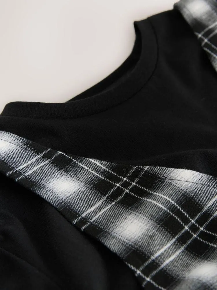 Schwarz/Weiß mit Karos - Ruffle Hem Pinafore and T-Shirt Set (3-16yrs)