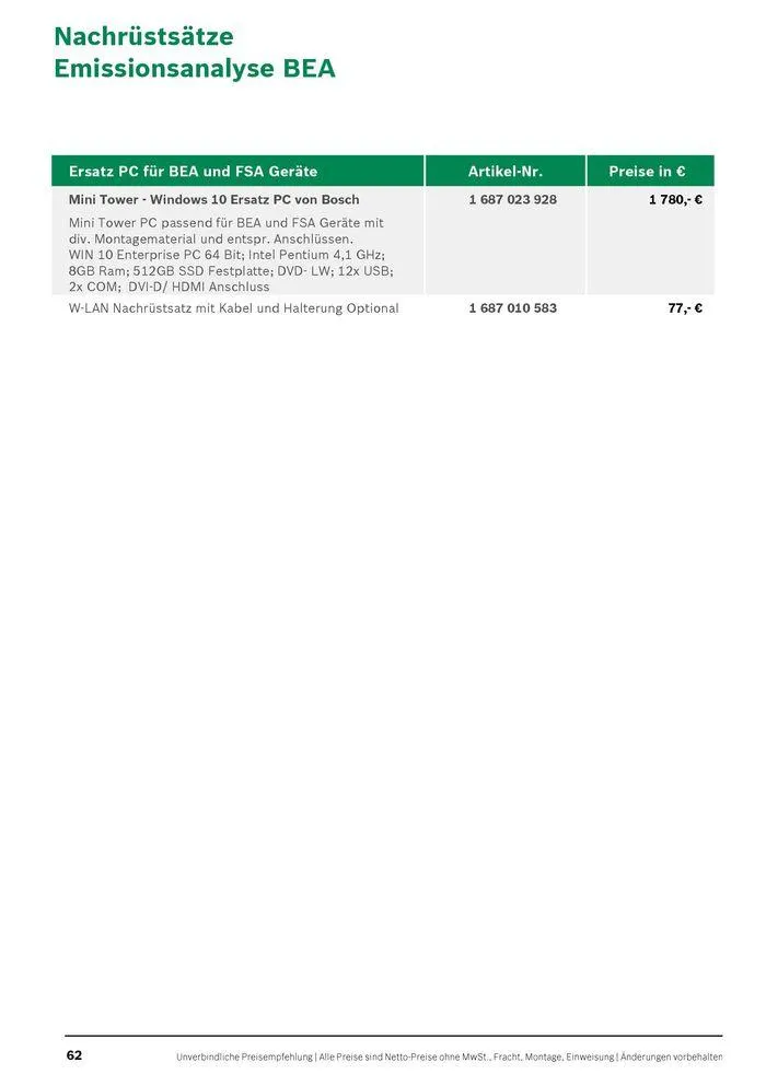 Werkstattausrüstung von Bosch von 21. Mai bis 31. Dezember 2024 - Flugblätt seite  62
