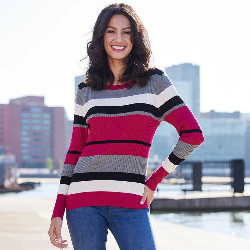 Damen-Strickpullover mit Streifenmuster