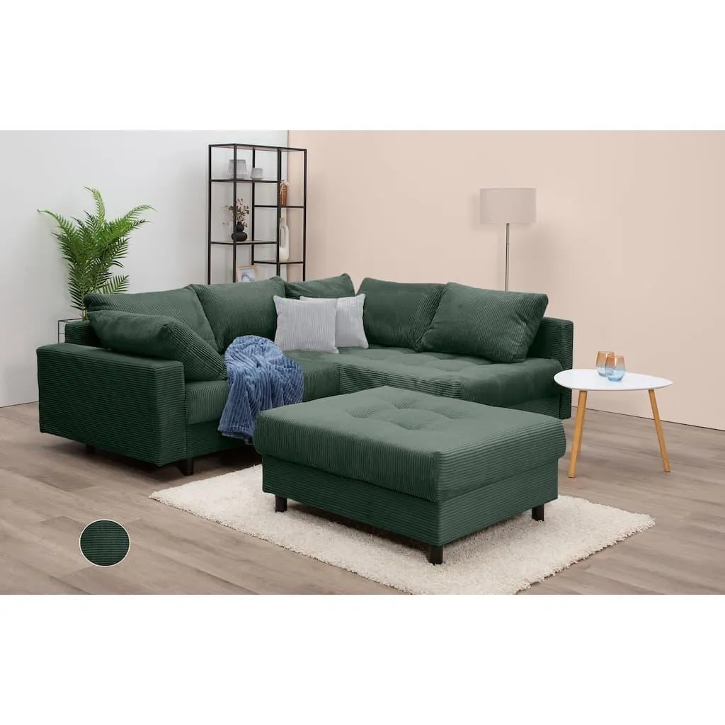 COLLECTION AB Ecksofa »Toni L-Form, B: 215 cm« Set: Sofa & Hocker, 2 Zierkissen, Federkern