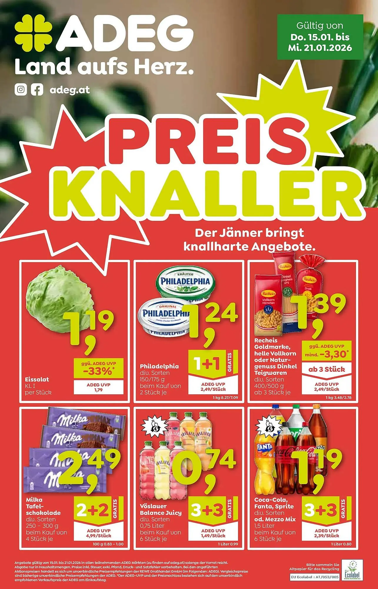 ADEG Flugblatt von 15. Jänner bis 21. Jänner 2026 - Flugblätt seite 1