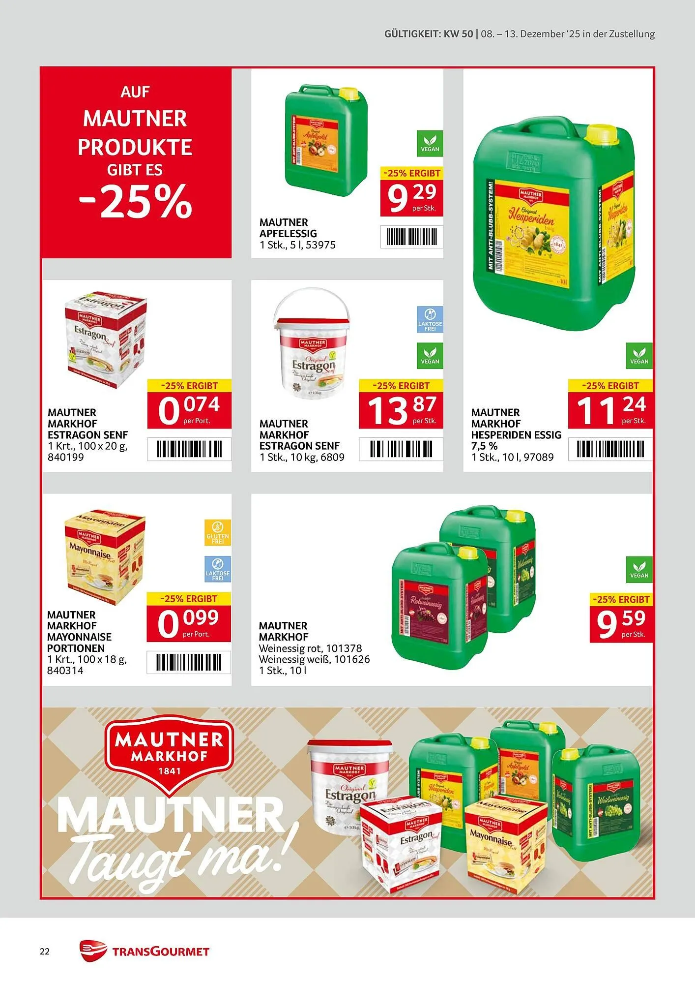 Transgourmet Flugblatt von 8. Dezember bis 13. Dezember 2025 - Flugblätt seite  22