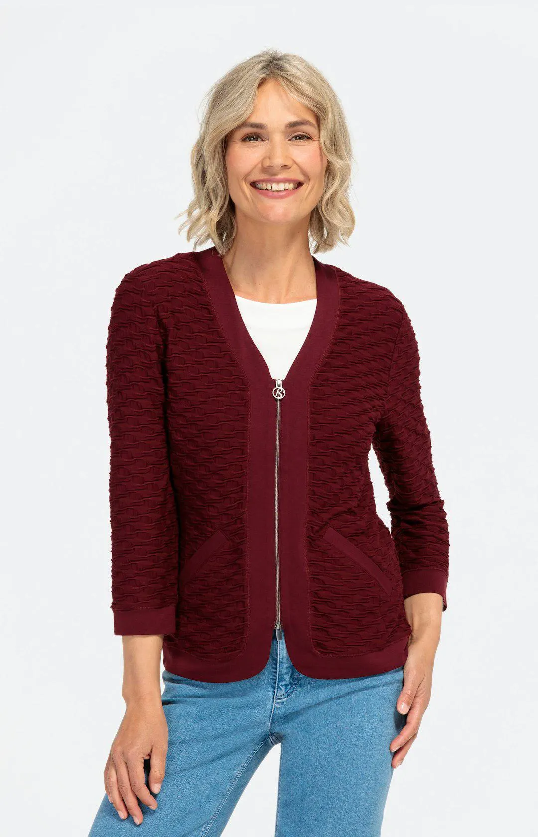 Strukturierter Cardigan mit 3/4-Arm