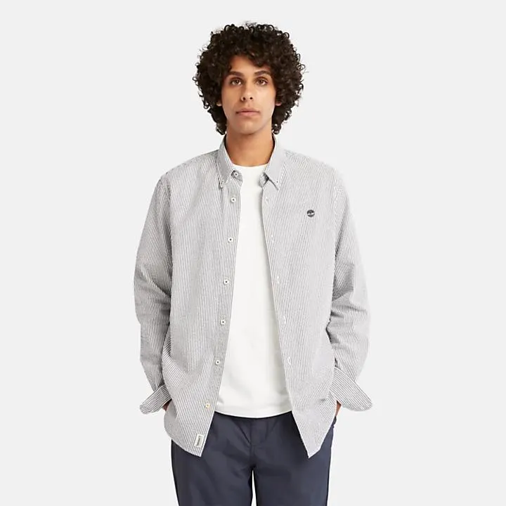 Gestreiftes Seersucker-Hemd für Herren in Dunkelblau