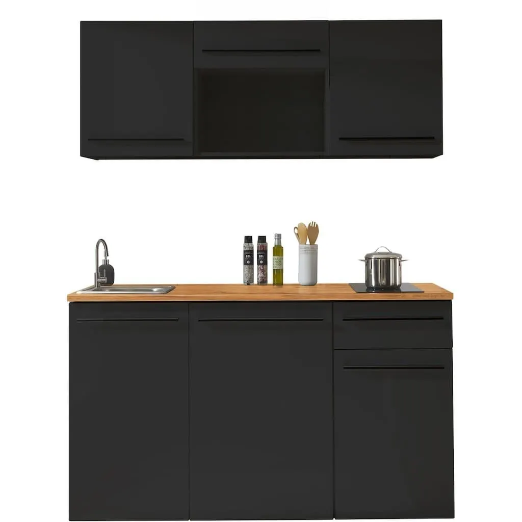 BASIC by Balculina Pantryküche »Jazz Singleküche« Breite 160 cm, wahlweise mit E-Geräten und Mikrowelle