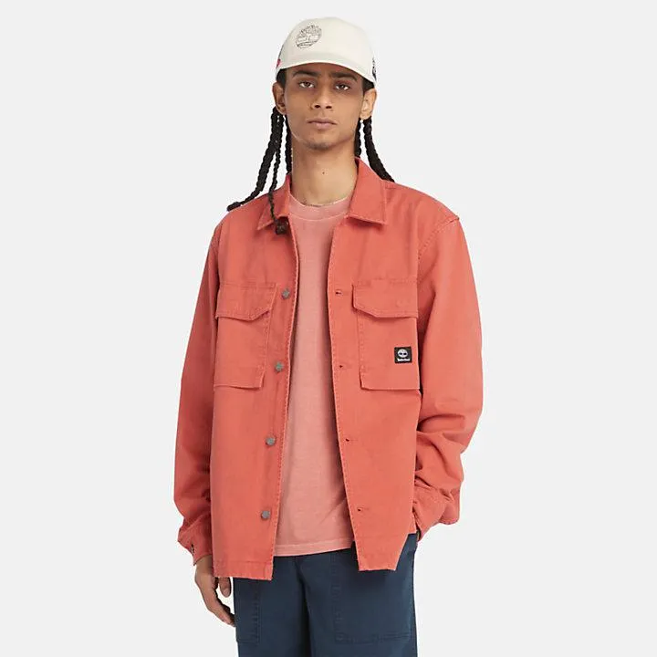 Hemdjacke in Washed-Optik für Herren in Rot