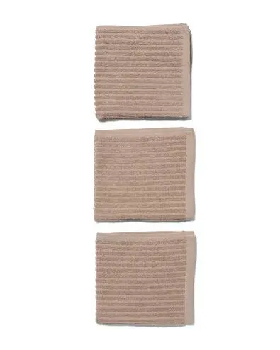 vaatdoekjes 30x30 katoen bruin - 3 stuks