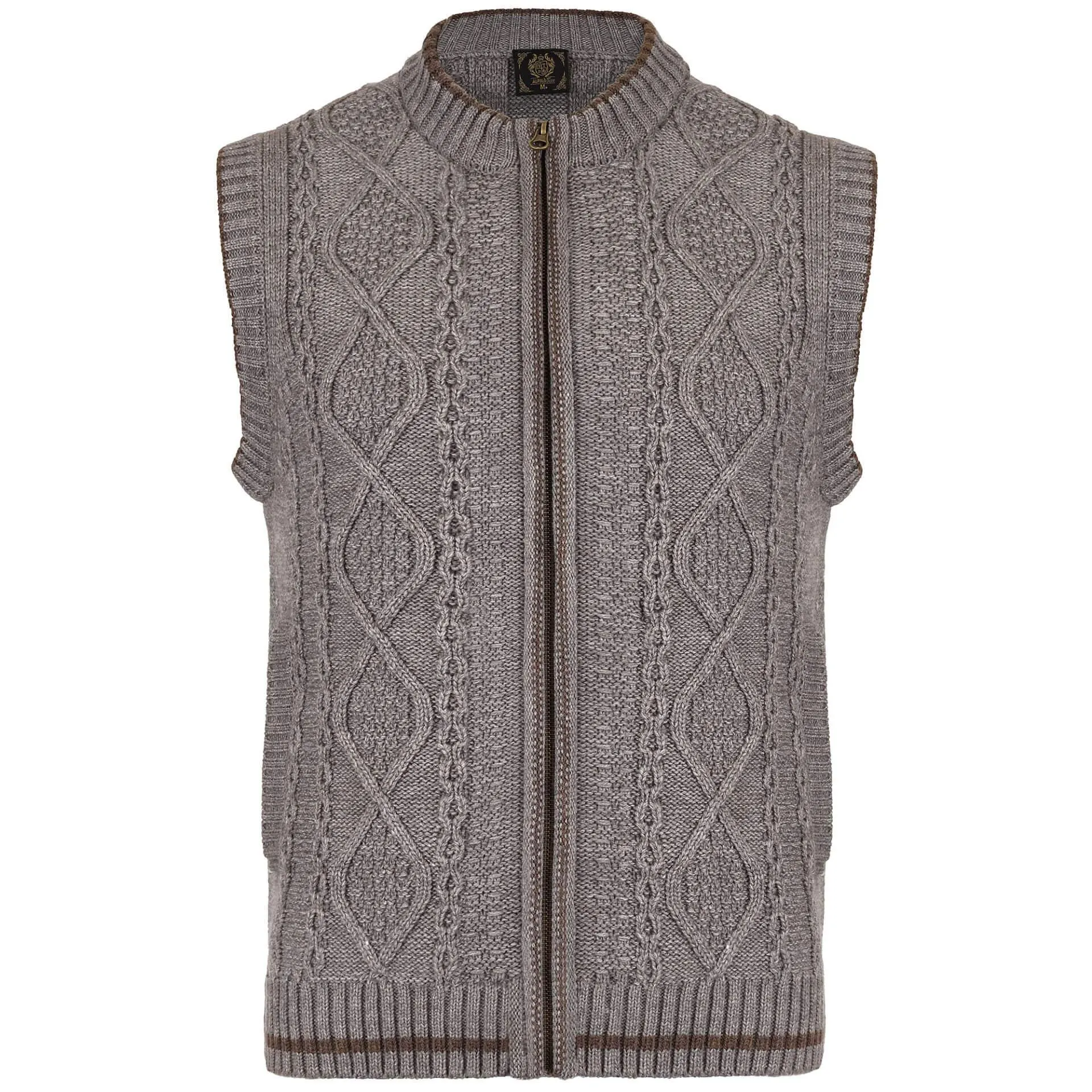 Herren Trachten Strickweste "Anton", mit Reißverschluss, Grau