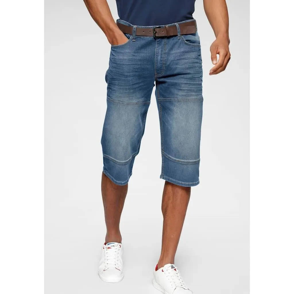 H.I.S Jeansbermudas »HANTZ« Set, mit abnehmbarem Gürtel, 2 Stk. gerader Beinschnitt, Used-Look mit Abriebeffekten
