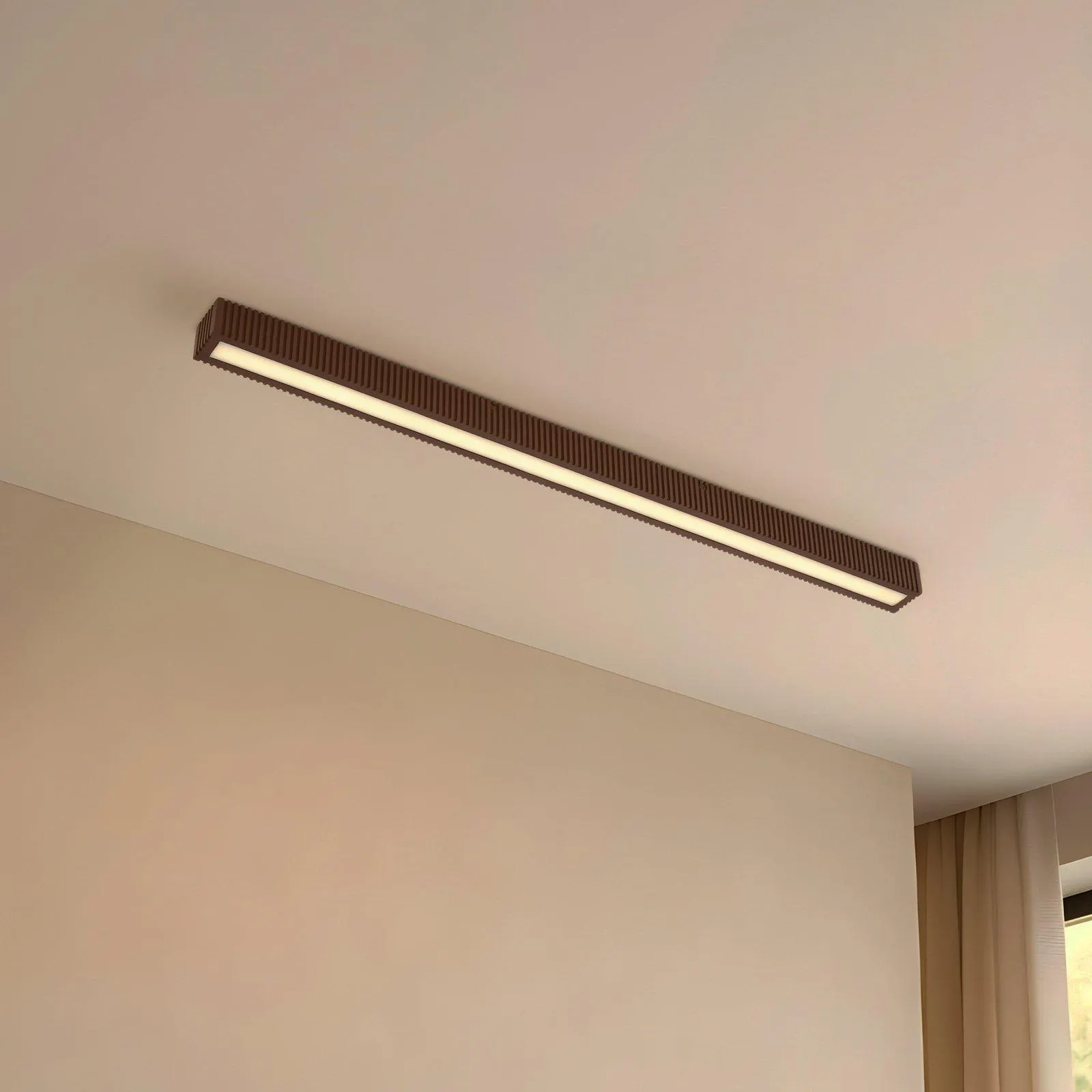 Lucande LED-Deckenleuchte Emara, holz dunkel, Eiche, dimmbar