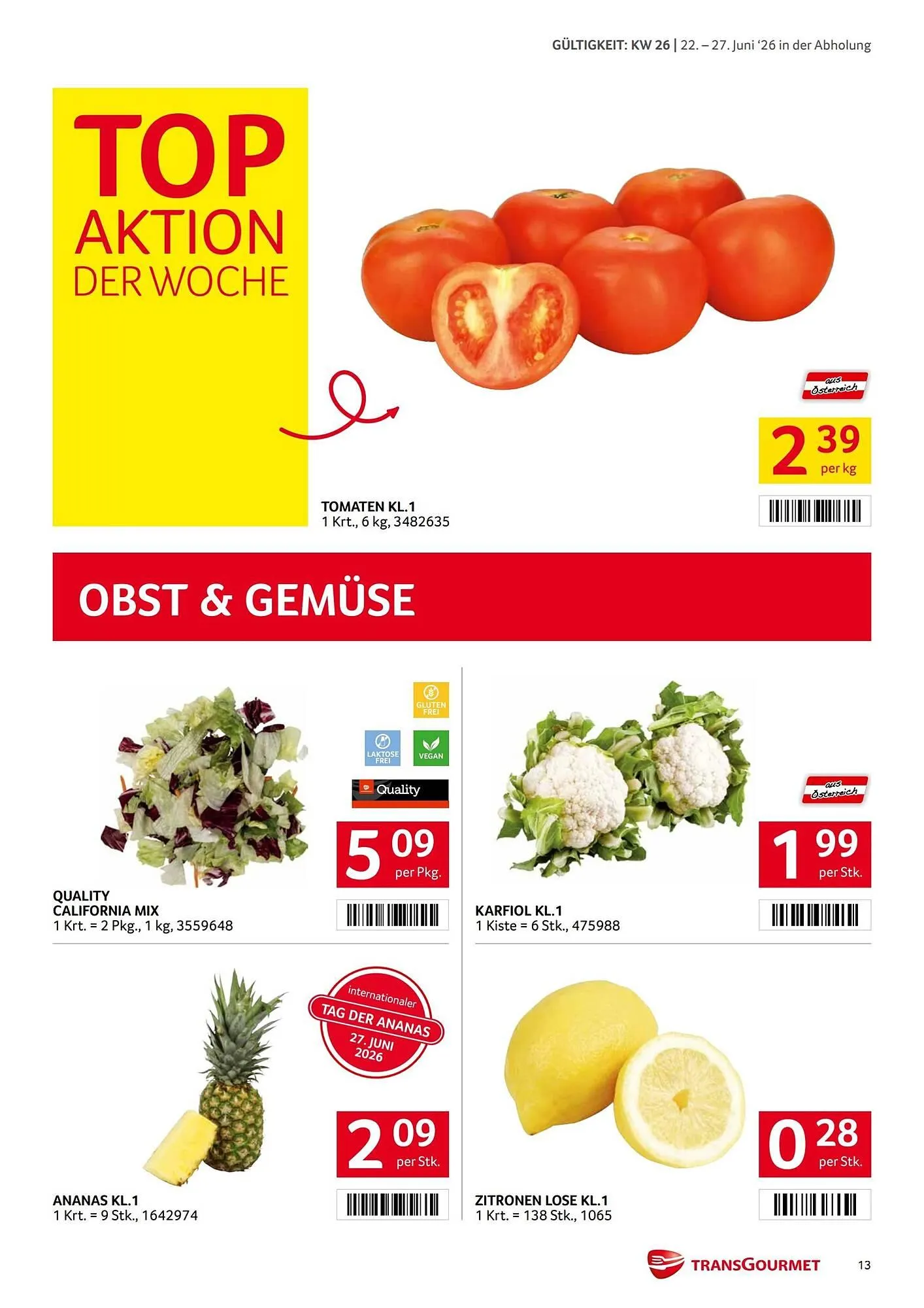 Transgourmet Flugblatt von 22. Juni bis 27. Juni 2026 - Flugblätt seite  13