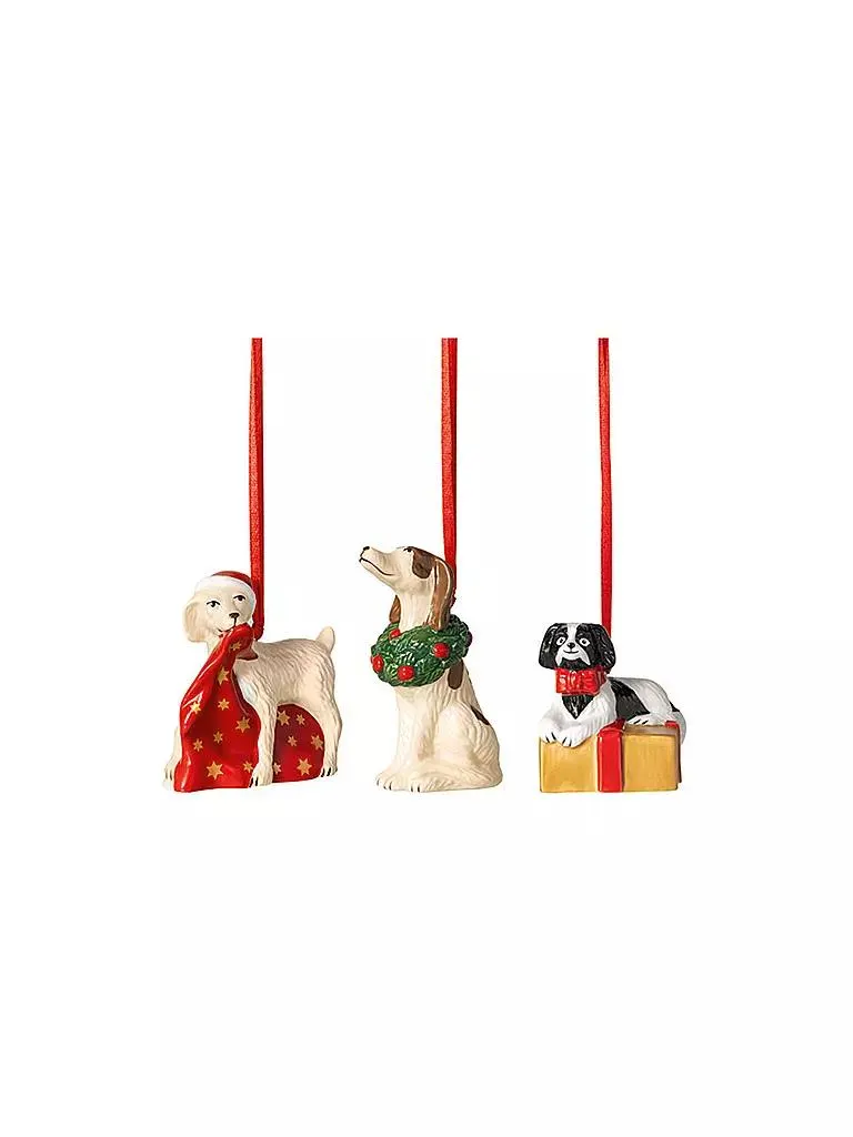Weihnachtsornament 3tlg. 5x5x7,5cm HUNDE