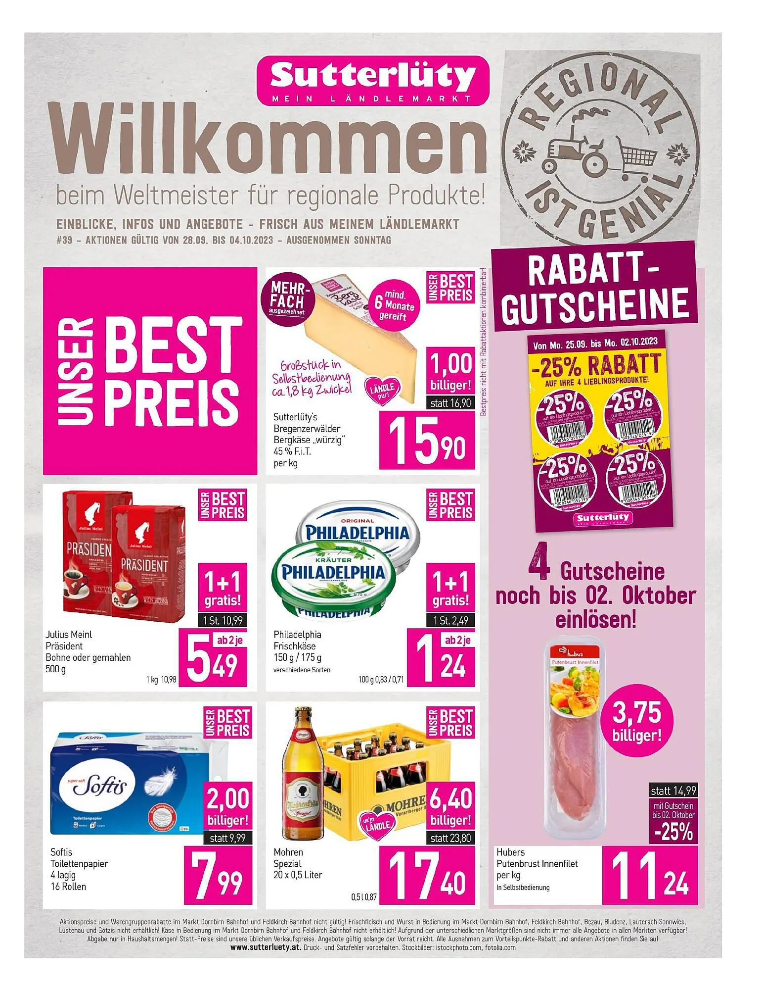 Sutterlüty Flugblatt von 28. September bis 4. Oktober 2023 - Flugblätt seite  1