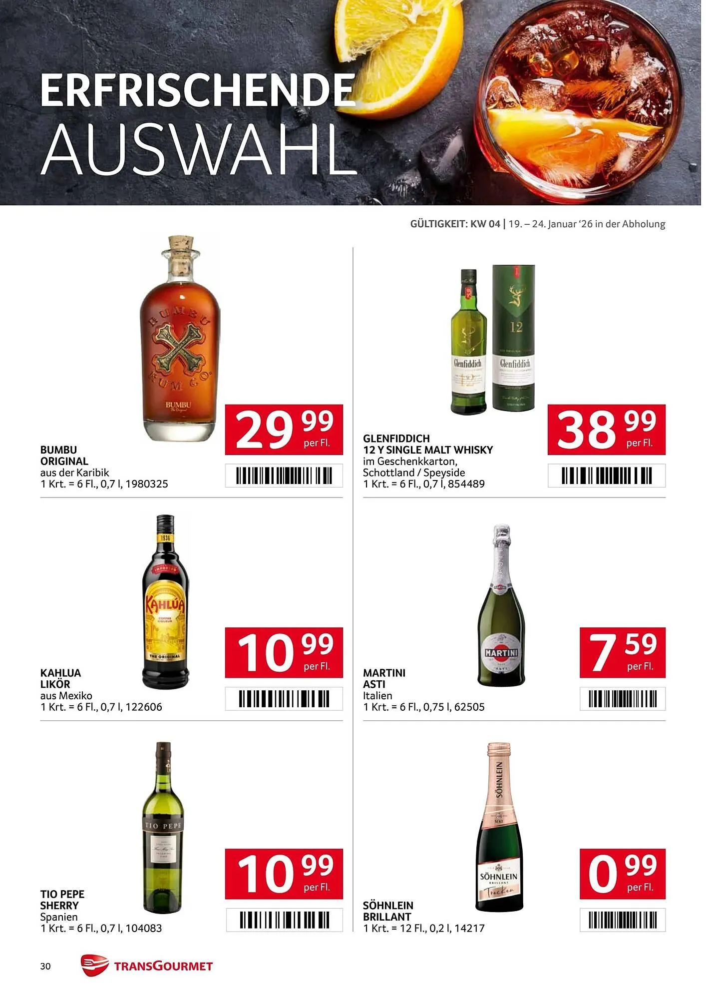 Transgourmet Flugblatt von 19. Jänner bis 25. Jänner 2026 - Flugblätt seite 30