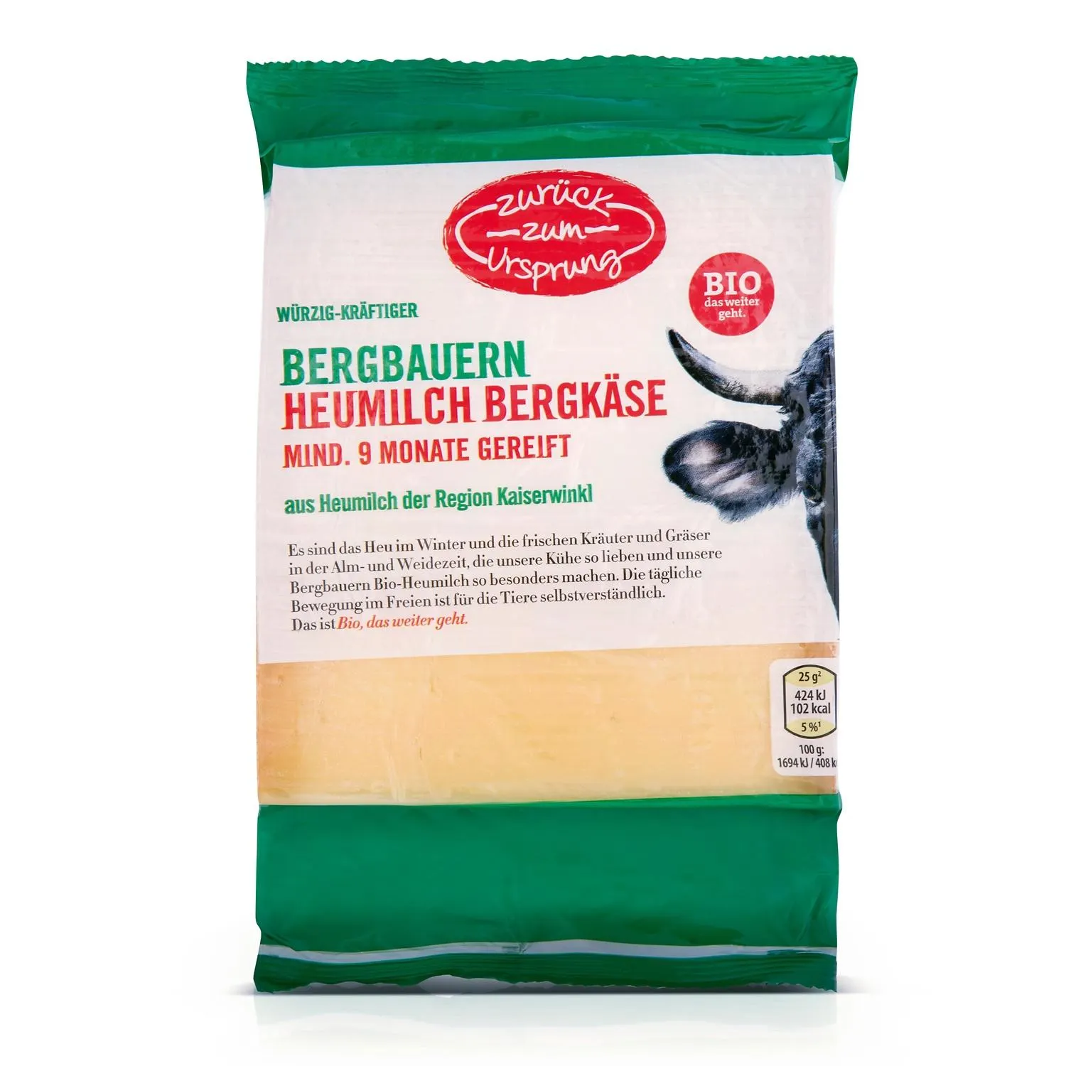 ZURÜCK ZUM URSPRUNG BIO-Bergbauern Bergkäse, 9 Monate