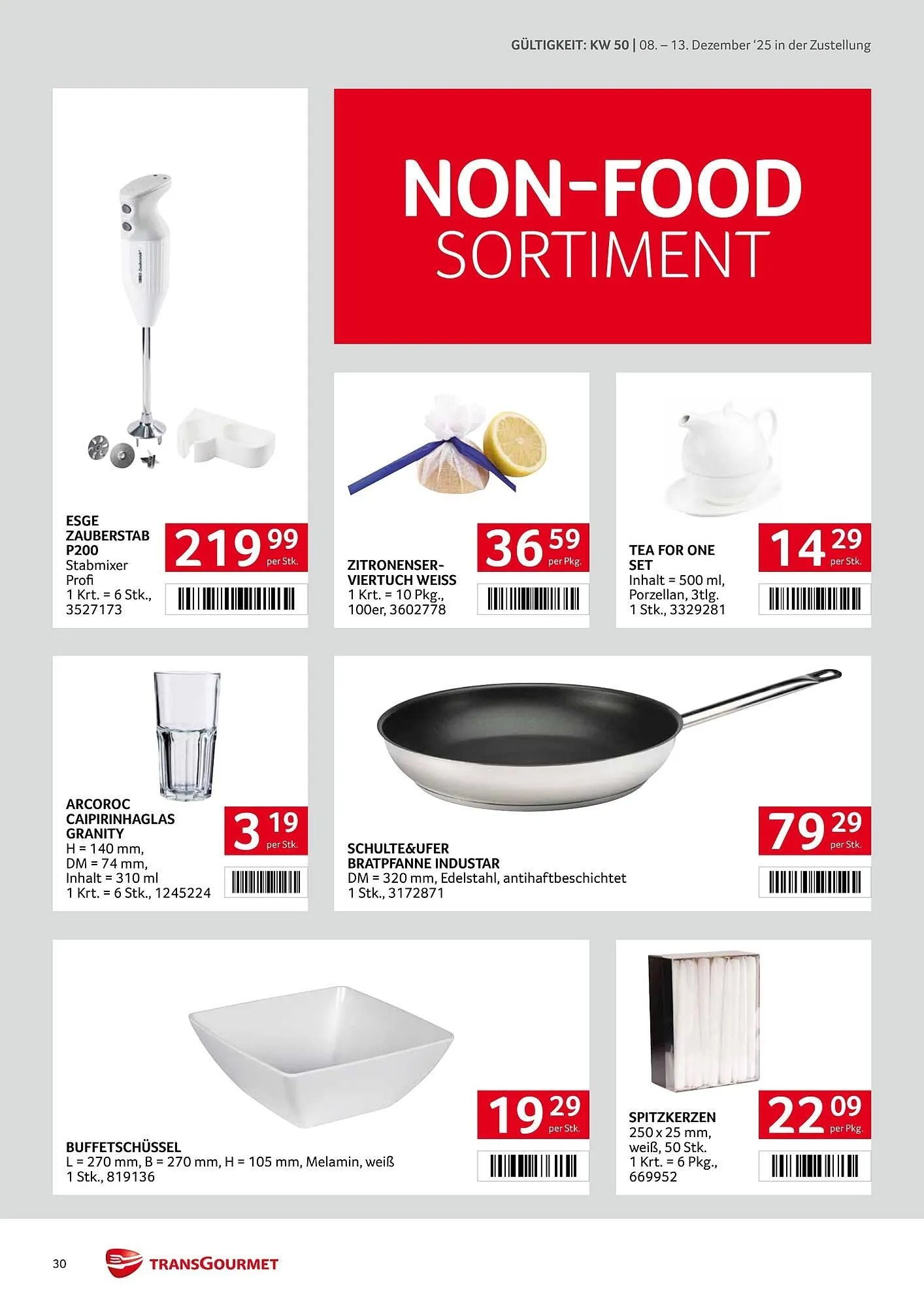 Transgourmet Flugblatt von 8. Dezember bis 13. Dezember 2025 - Flugblätt seite 30