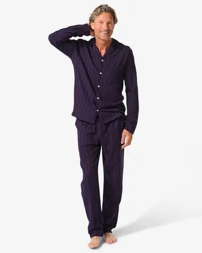 herenpyjama flanel strepen donkerrood