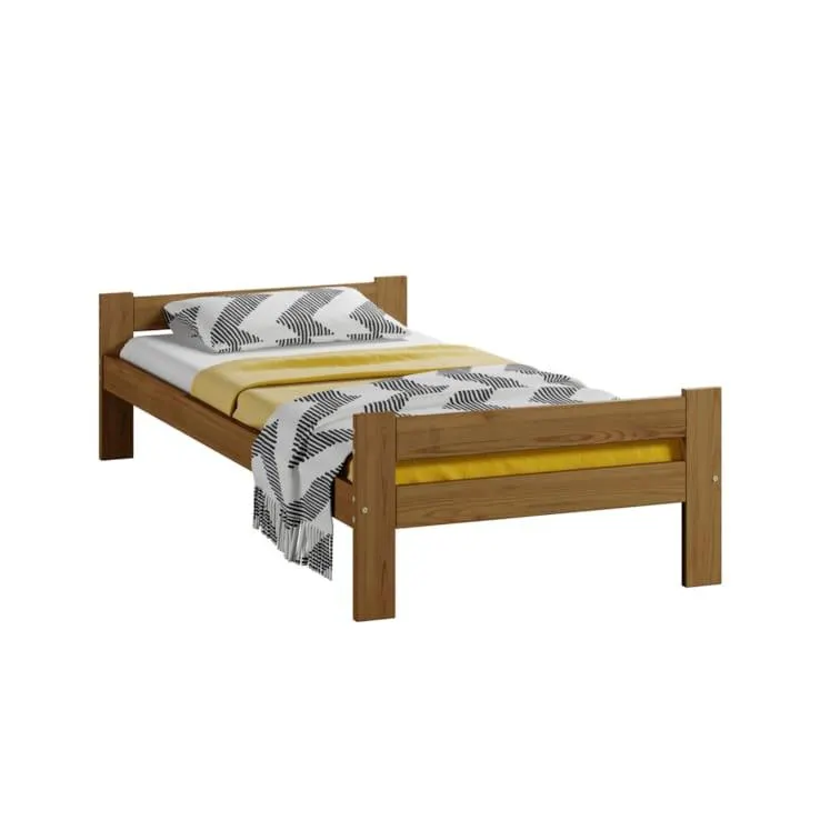 Steiner Shopping Neutrales Einzelbett Llorts 07, Kiefer Vollholz massiv, Farbe: Eiche - Lieg