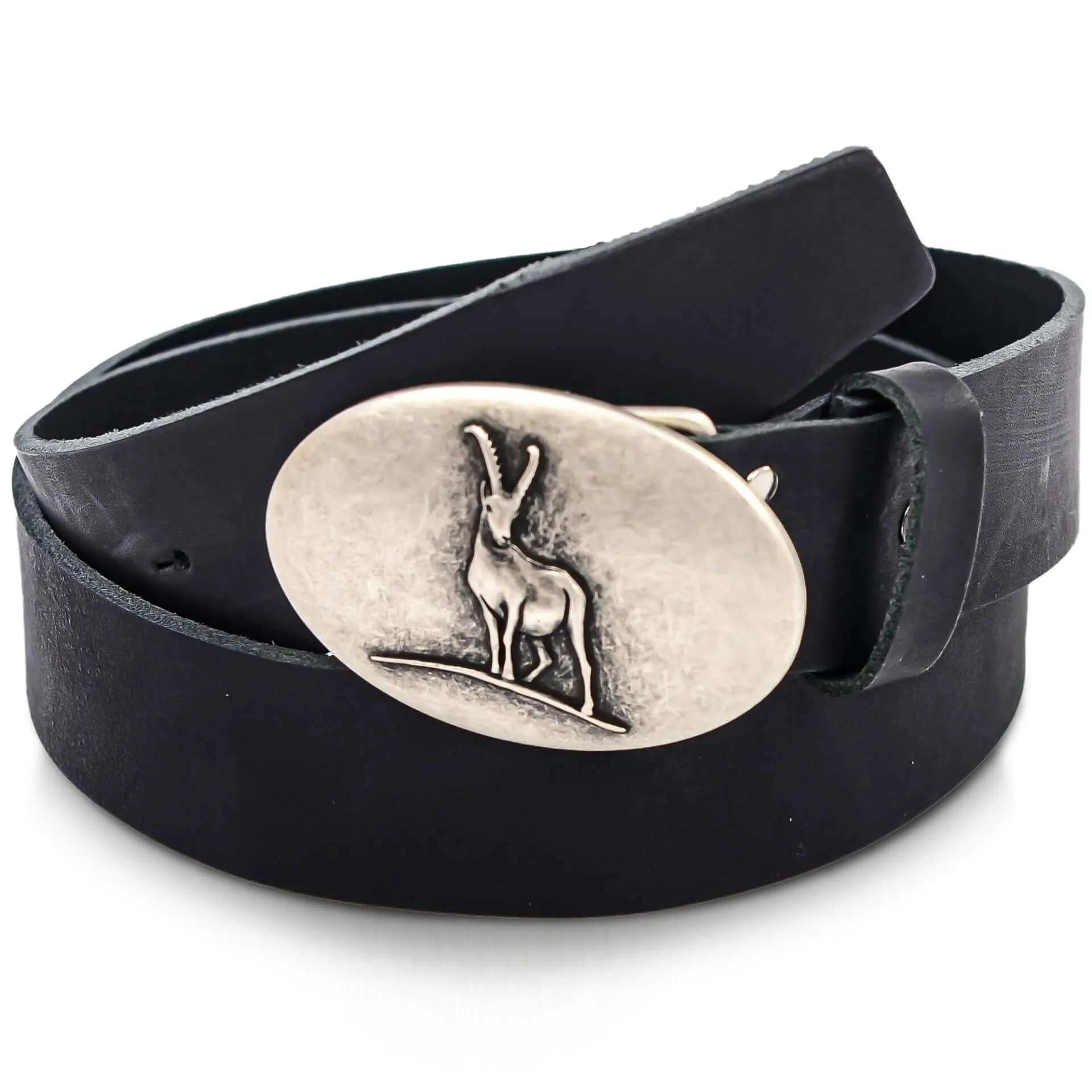 Ledergürtel "Steinbock", Schwarz
