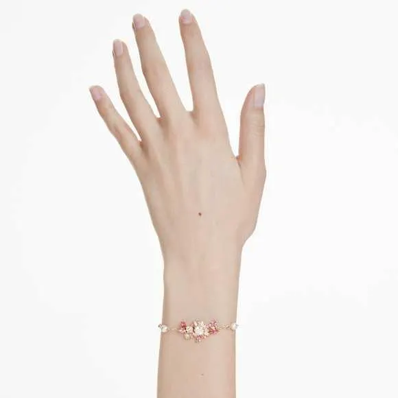 Gema Armband Kristallperle, Verschiedene Schliffe, Blume, Rosa, Goldlegierungsschicht