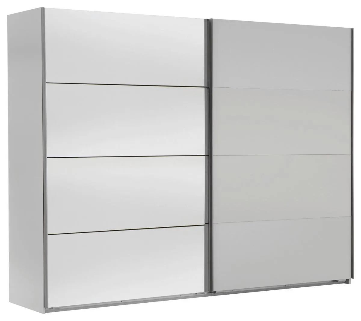 MID.YOU Schwebetürenschrank Mit Spiegel 225cm Ernie, Weiß Dekor