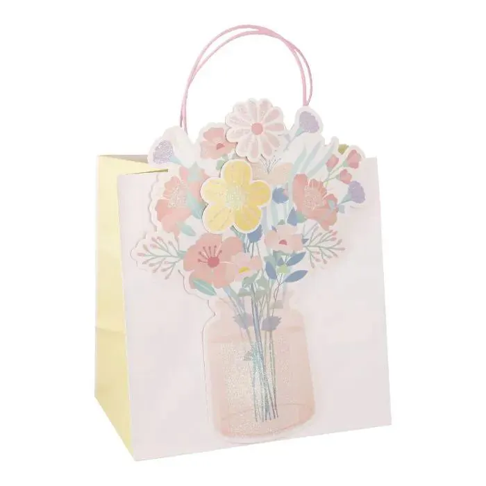 Geschenktüte 3D-Blumen, Blumenstrauß, 23 x 23 cm