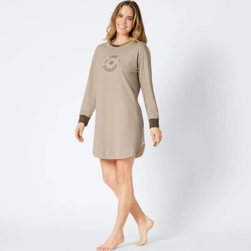 Damen-Nachthemd mit Kontrast-Bündchen