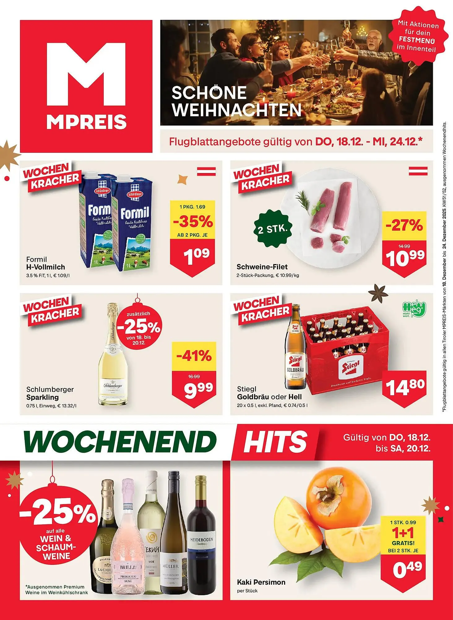 MPreis Flugblatt von 18. Dezember bis 24. Dezember 2025 - Flugblätt seite 1