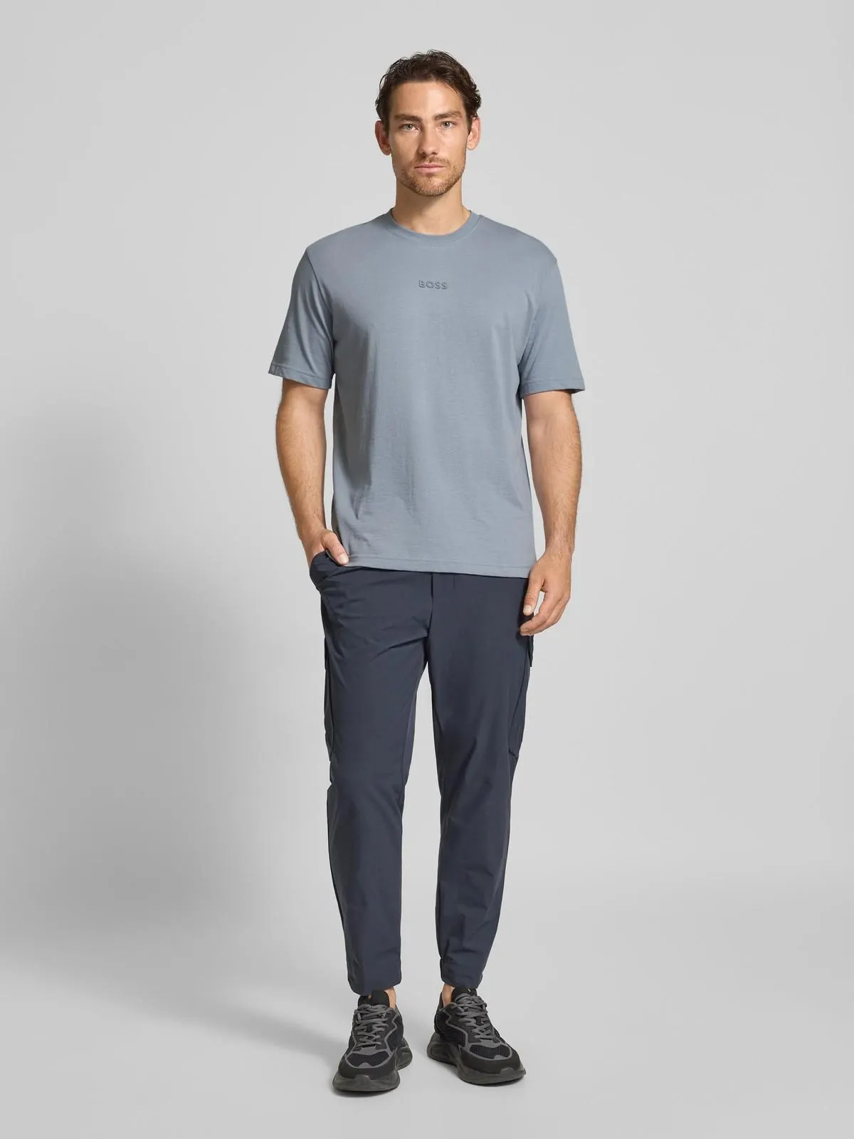 Relaxed Fit T-Shirt aus reiner Baumwolle in rauchblau