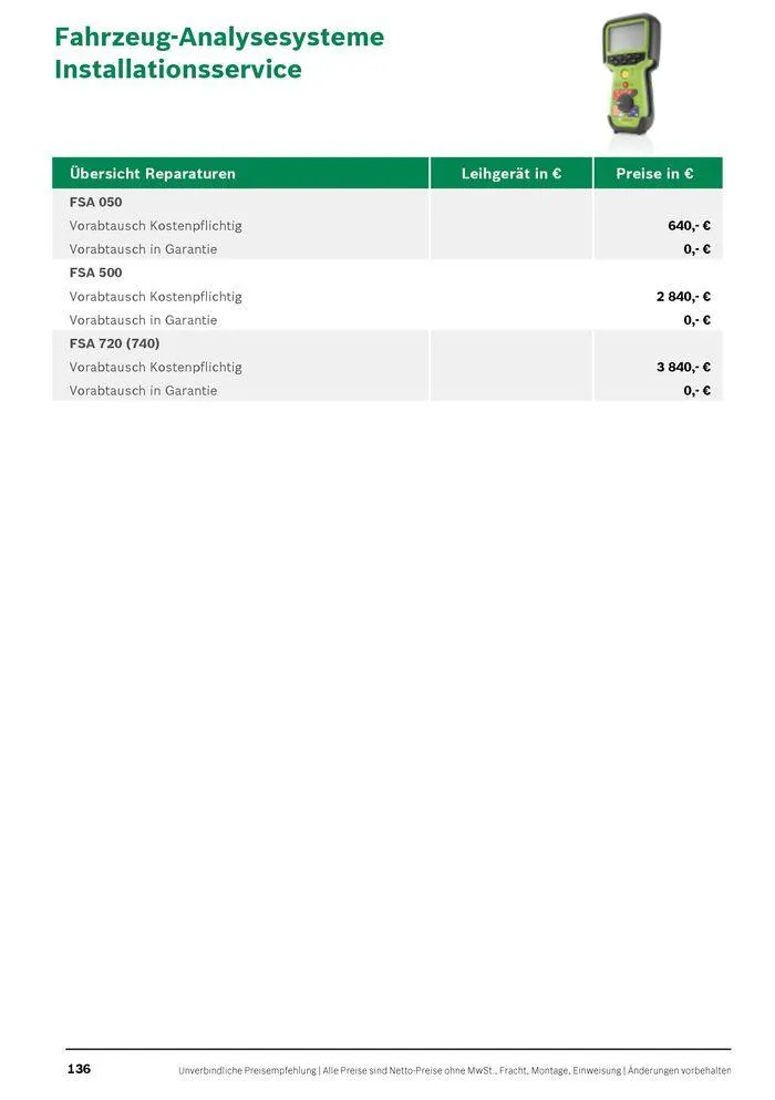 Werkstattausrüstung von Bosch von 21. Mai bis 31. Dezember 2024 - Flugblätt seite  136