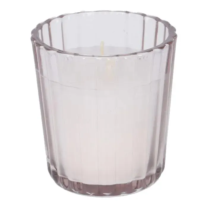 Kerze im Glas, Rillen/rosa, 5.5 x 6 cm