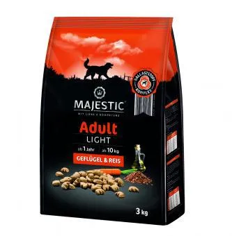 MAJESTIC Hund Adult Light 3kg mit Geflügel und Reis