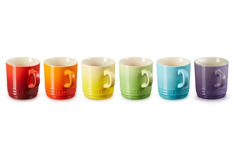6er-Set Cappuccino-Becher Regenbogen