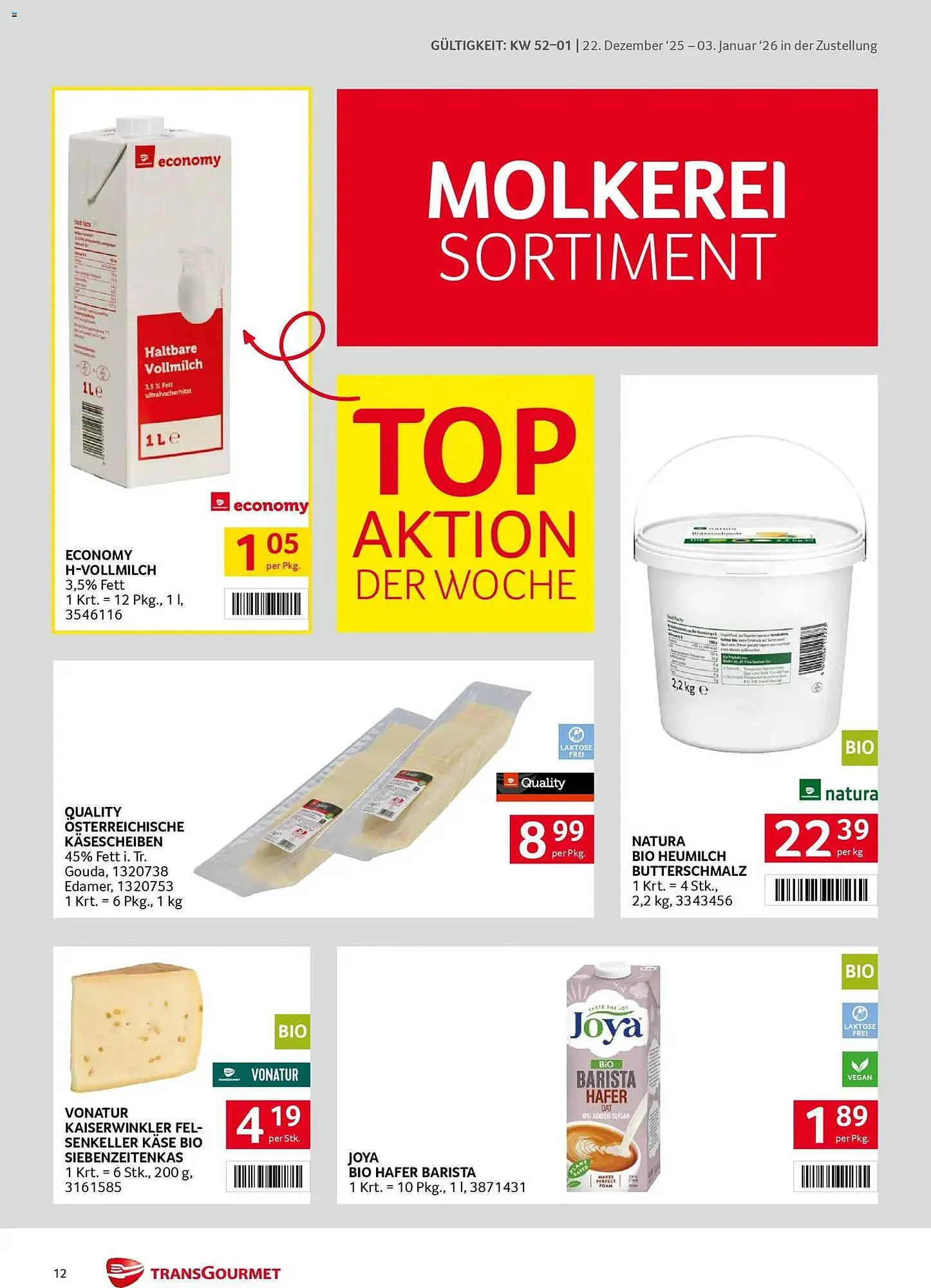 Transgourmet Flugblatt von 22. Dezember bis 3. Jänner 2026 - Flugblätt seite  12