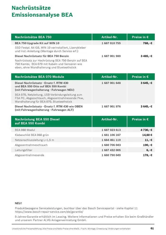 Werkstattausrüstung von Bosch von 21. Mai bis 31. Dezember 2024 - Flugblätt seite  61